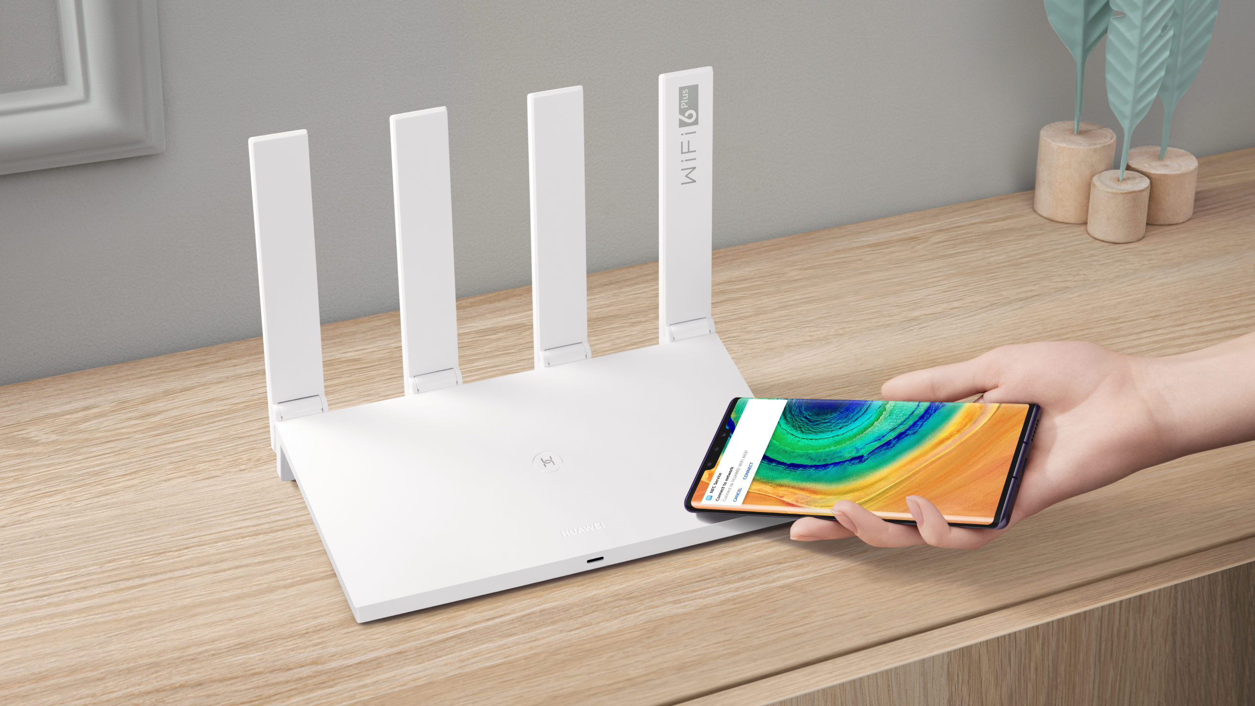 MKT_AX3_WiFi_Quad-core_White_LifeStyle_Photo_TouchConnect_RGB_JPG_EN_HQ_20200317-scaled Huawei WiFi AX3 (Dual-core) 1.2GHz CPU - WI-FI 6 Plus 3000 Mbps - Image 1