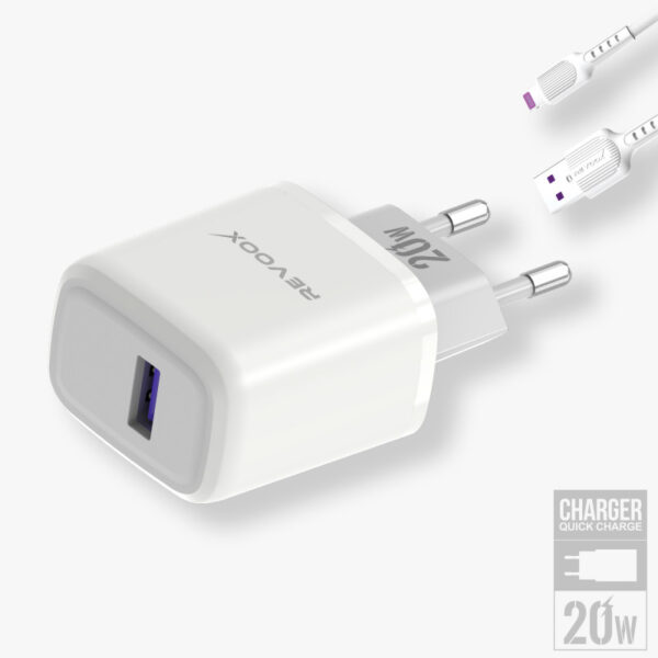 Chargeur REVOOX USB port 20W avec Cable Lightning pour iPhone