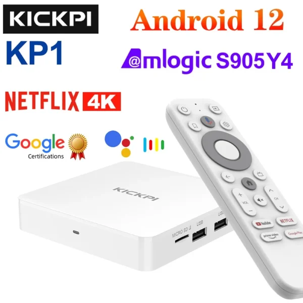 KICKPI KP1 – TV Box Android certifiée Google, 4K, Chromecast intégré