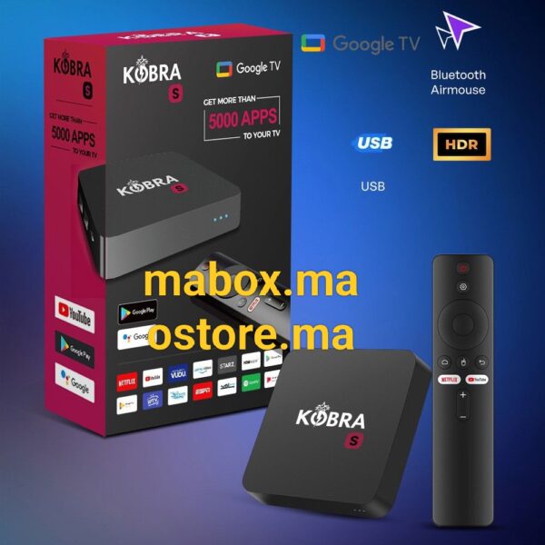 Kobra S 2026 – TV Box Android Google TV | 4K HDR, WiFi Dual avec Abonnements